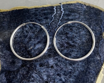 925 Sterling Silver Large Hoop Earrings