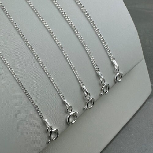 Solid 925 Sterling Silver Curb Chain Necklace Gift for Men or Women ...