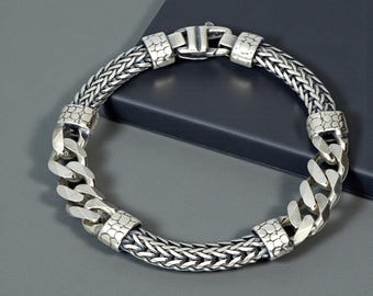 Fascino in argento sterling 925 design nobile grazioso 10MM Catena da Fascino in argento sterling 925 design nobile grazioso 10MM Catena da