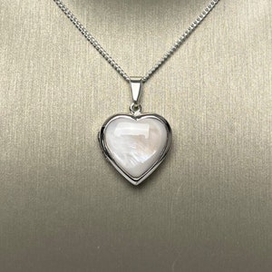 Sterling Silver Pink Mother Of Pearl Heart Locket With Optional Engraving & Chain