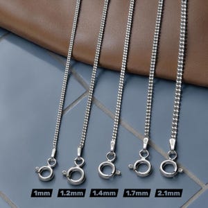 925 Sterling Silber Panzerkette Halskette, 1 mm 1,2 mm 1,4 mm 1,7 mm 2,1 mm, 16 18 20 22 24 Zoll, Geschenk für Ihn Sie