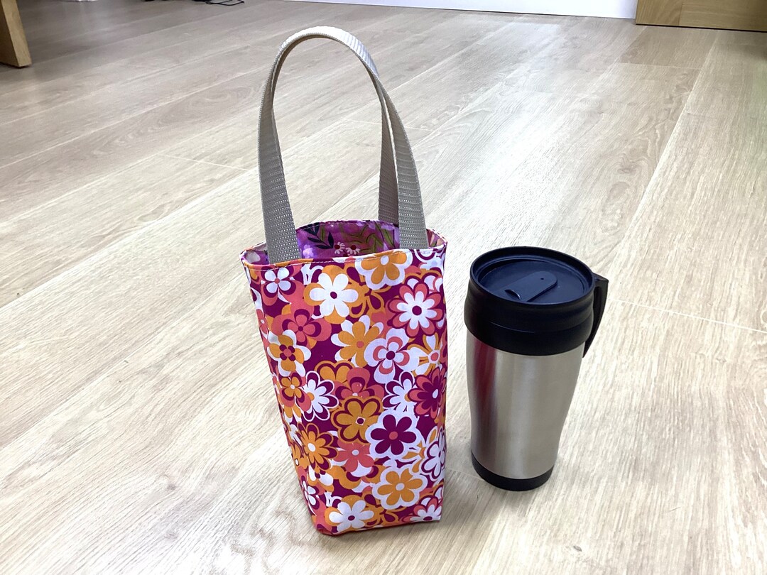 Coffee Cup Holder Bag. Fully Reversible Coffee Cup Bag. Coffee Cup