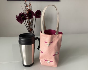 Coffee cup holder bag. Fully reversible coffee cup bag.  Coffee cup holder with handles