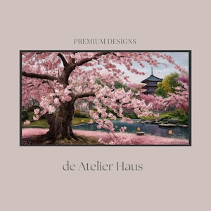 Samsung Frame TV Art | Frame tv Art Spring | Cherry Blossom Art | Japanese Oil Painting| Instant Download |Samsung Art TV|Digital Art For tv
