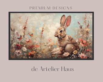 Spring Bunny Samsung Frame TV Art, Easter Wildflower Field (digitale download)