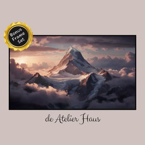 Samsung Frame TV Art - Majestic Mountain Peak at Sunrise, Cinematic Hyperrealistic Landscape, Samsung Frame Art Mountains, Nature Tv art