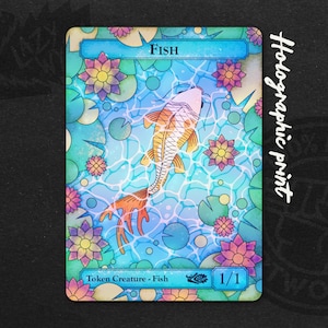 Jeton MTG poisson : illustration de carte unique par Lazy Wyrm