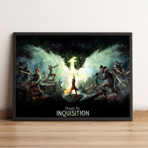 Dragon Age Poster, Inquisition Wall Art, Game Print, Best Gift for Gamers, Rolled Canvas