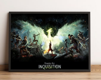 Dragon Age Poster, Inquisition Wall Art, Game Print, Best Gift for Gamers, Rolled Canvas