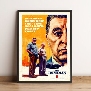 The Irishman Poster, Robert De Niro Wall Art, Al Pacino Movie Print, Best Gift for Movie Fans, Rolled Canvas