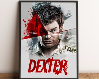 Dexter Poster, Michael C. Hall Wall Art, Jennifer Carpenter Tv Series Print, Best Gift for Tv Series Fans, Rolled Canvas