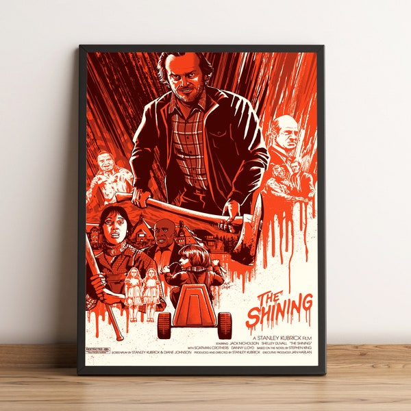 The Shining Poster, Jack Nicholson Wall Art, Horror Movie Print, Best Gift for Movie Fans, Rolled Canvas