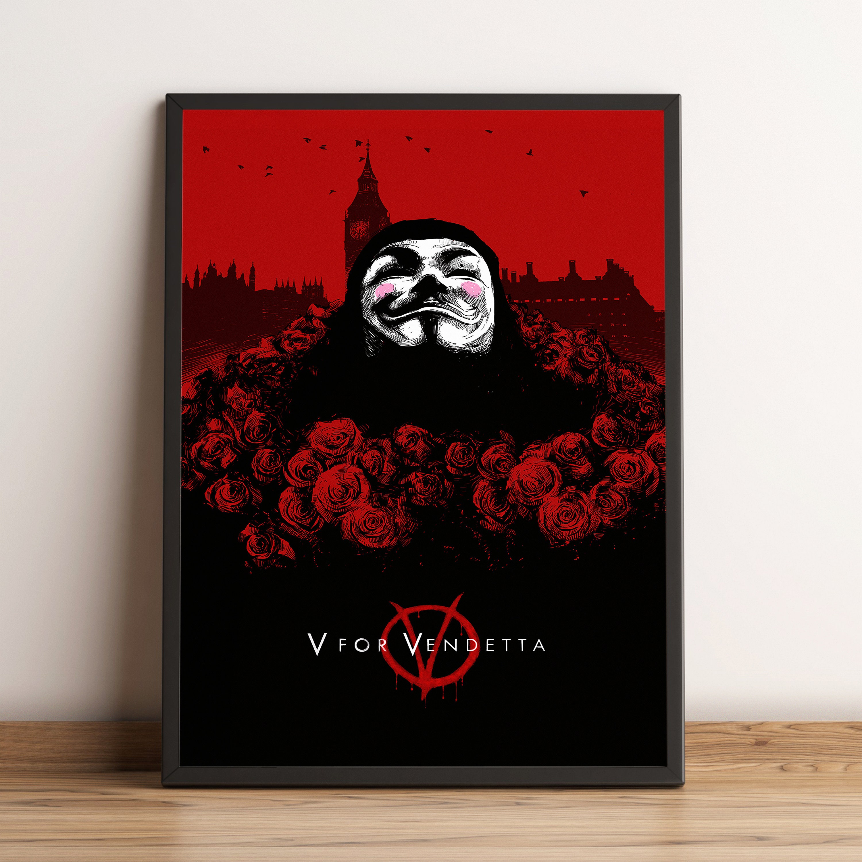 V for Vendetta Full-Size Movie Poster Deluxe Framed with Hugo Weaving –  Palm Beach Autographs LLC