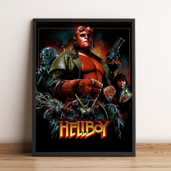 Hellboy Poster, Ron Perlman Wall Art, Doug Jones Movie Print, Best Gift for Movie Fans, Rolled Canvas