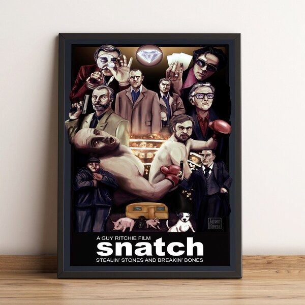 Snatch Poster, Brad Pitt  Movie Wall Art, Jason Statham Movie Print, Best Gift for Movie Fans, Rolled Canvas
