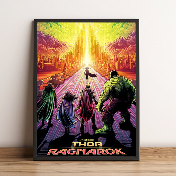 Thor Ragnarok Poster, Chris Hemsworth Wall Art, Marvel Movie Print, Best Gift for Movie Fans, Rolled Canvas