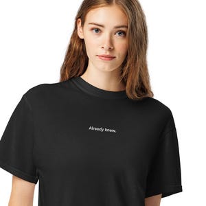Camiseta bordada nueva, camiseta minimalista de tejido grueso, camiseta con texto estético, camiseta con mensaje sutil, camiseta unisex de algodón premium