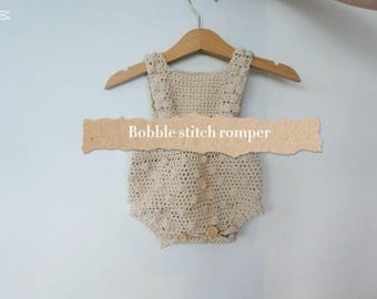 Crochet Bobble Baby Romper Pattern • Digital PDF Download • Newborn–3M One-Piece Suit • DIY Baby Outfit