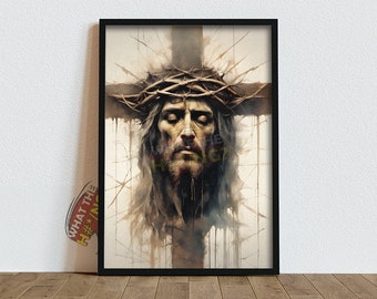 Abbraccio di Cristo, Ritratto di Gesù, dipinto di Gesù, arte di Gesù, arte murale di Gesù, immagine di Gesù, acquerello di Gesù, decorazioni per la casa, regalo di Natale 801