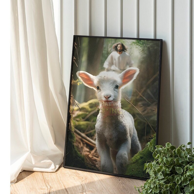 Jesus and Lamb Print Jesus Running After Lost Lamb God Poster - Etsy