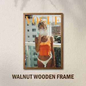 Poster di rivista di moda, arte su tela di moda retrò, poster di rivista di moda vintage, stampa di moda di lusso, stampa di riviste di arte da parete alla moda T WALNUT Wooden Frame