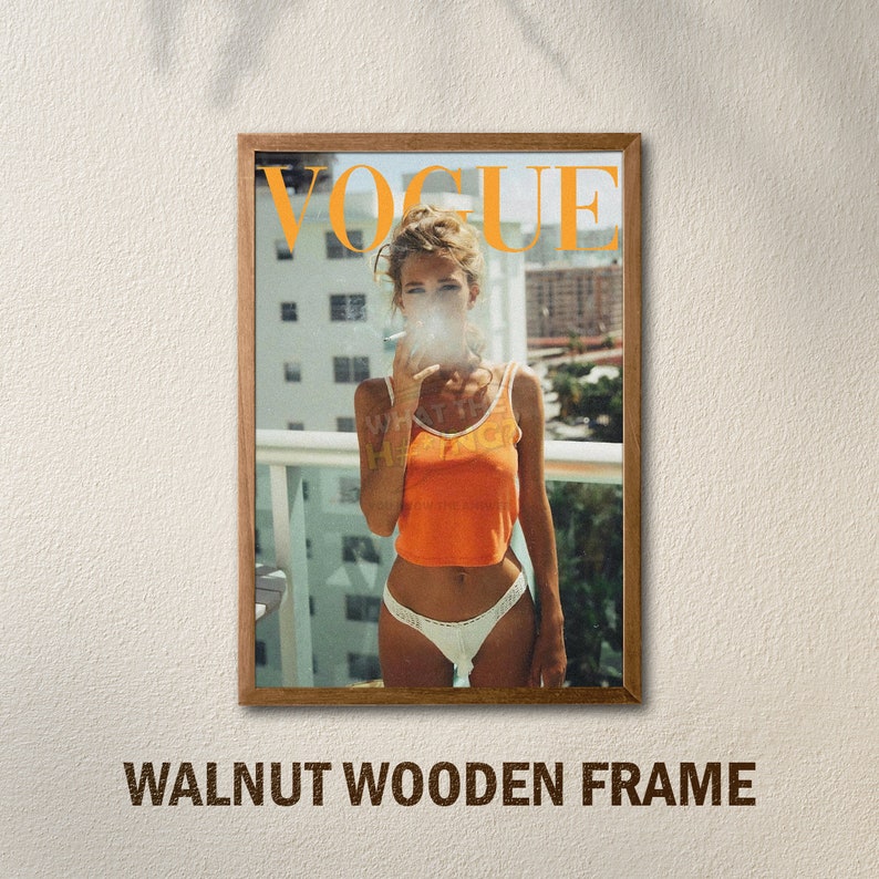 Poster di rivista di moda, arte su tela di moda retrò, poster di rivista di moda vintage, stampa di moda di lusso, stampa di riviste di arte da parete alla moda T WALNUT Wooden Frame