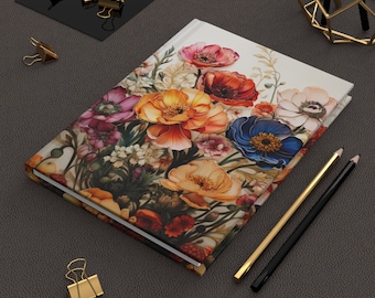 Wildflower Hardcover Journal - A beautiful journal with a colorful floral cover design. Perfect for writing, sketching, or planning your day