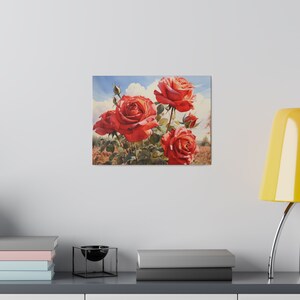 Tela opaca di rose acquerello, allungata, 0,75"