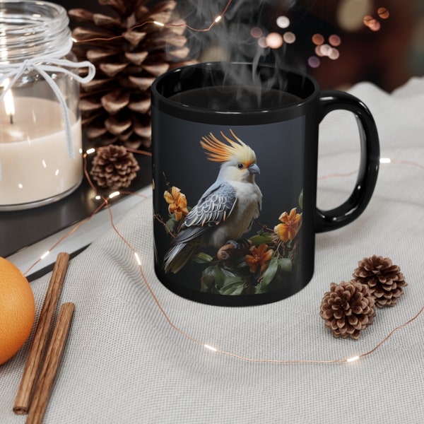 Cockatiel Mug, Home Decor, 11oz Black Mug, Bird Lovers Mug, Bird Watchers' Gift, Top Selling Mug, One of a Kind Mug