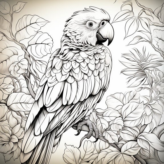 Set of 10 Detailed, Intricate, Bird Coloring Pages, Kids Coloring Pages ...