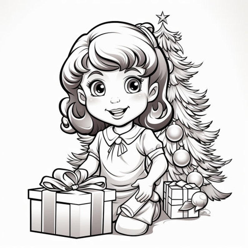 Set of 20 Coloring Pages, Children at Christmas, Digital Download