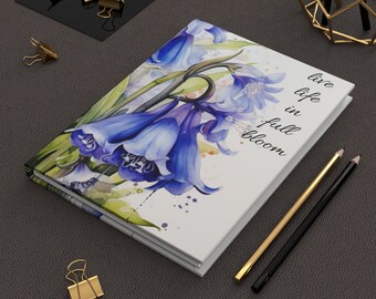 Bluebell Flower Hardcover Journal- A beautiful journal with a floral cover design. Perfect for writing, sketching, or planning your day.