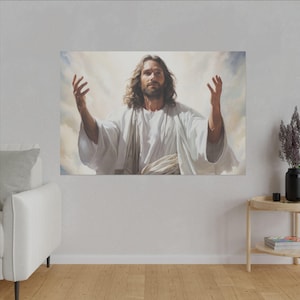 Canvas Print, Jesus Portrait, Religious Artwork, Christian Home Decor, Wall Hanging, Religious Gift, Easter Gift, Multiple Sizes Available
