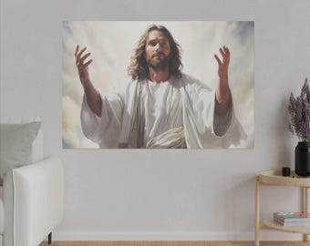 Impresión en lienzo, retrato de Jesús, obra religiosa, decoración cristiana para el hogar, adorno de pared, regalo religioso, regalo de Pascua, varios tamaños disponibles