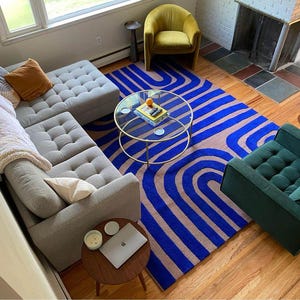 Hand Tufted 9x12 Navy Blue Color Rug  Wool Area Rug For Bedroom rug Minimalist Tufted Rug Personalized Gift Handmade Kids for living room