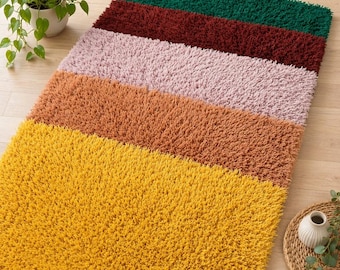 Flokati Rug Style Off White 2.5" or 3" Pile 2000 GSM Wool Undyed Dyed Wool & Cotton Shaggy Area Rug, Hand Tufted Rug Long Pile Rug.