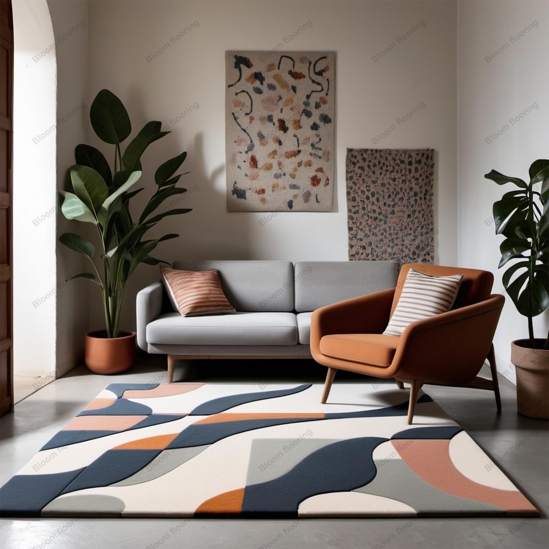 Handmade Earth Tone Wool Rug: Organic Abstract Area Carpet - Etsy