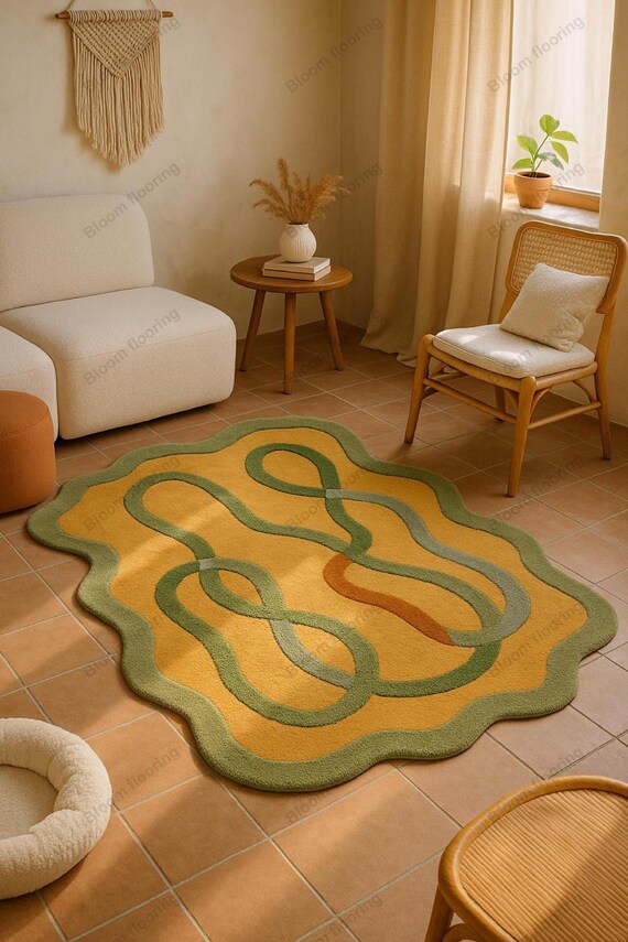 Yellow Ivory Rug - Bedroom Decor Rug - Custom Wool Rug - 8x10 Rug Soft Wool Rug - Rugs for living Room  Rugs Luxury Wool Rug