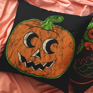 Ensemble de personnages d&#39;Halloween d&#39;inspiration rétro #2 - Chats noirs et citrouilles VINTAGE FADE