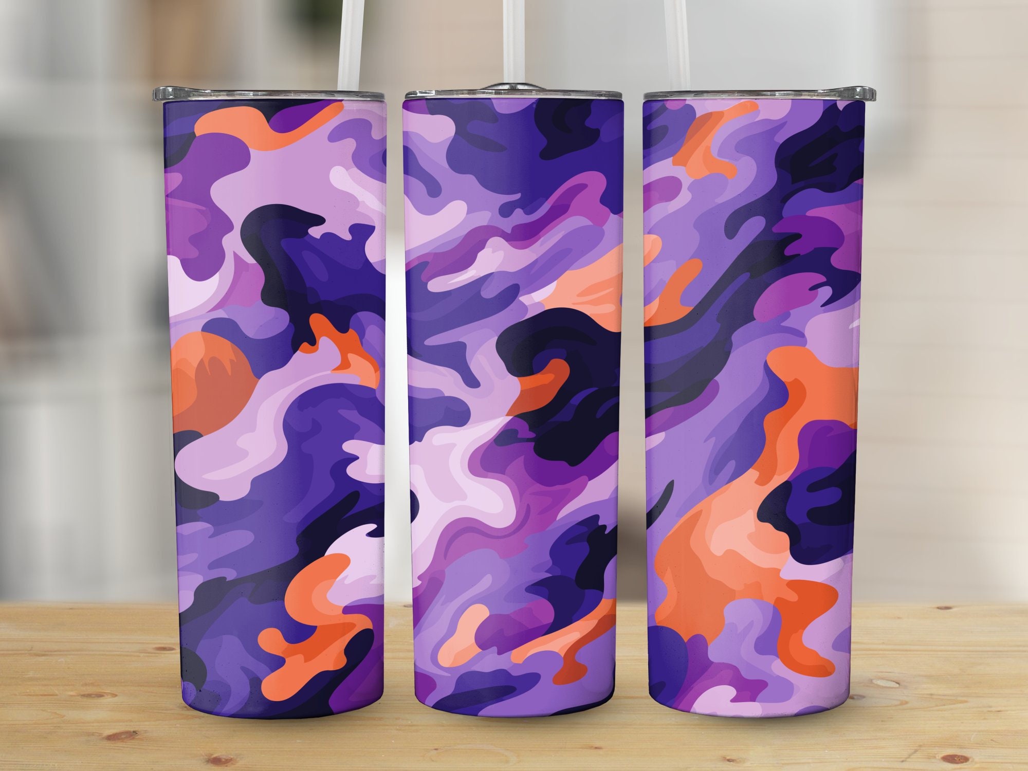 Orange Camouflage Tumbler Wrap PNG — drypdesigns