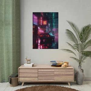 Neon Night Encounter Cyberpunk Sci-Fi Poster