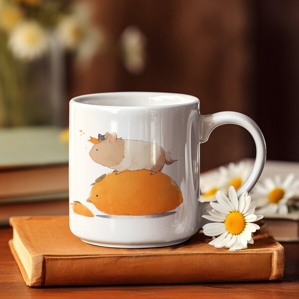 Cute Cozy Chubby Guinea Pig Mug Print & Wrap, Mug Sublimation, Mug Template, Mug Wrap Template, Digital Download, Instant high quality PNG