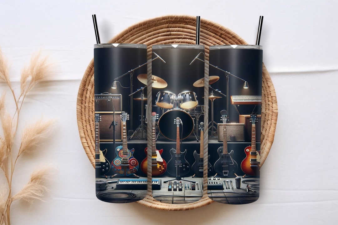 Musical Instruments Tumbler Wrap, Music Tumbler PNG, 20 Oz Sublimation ...