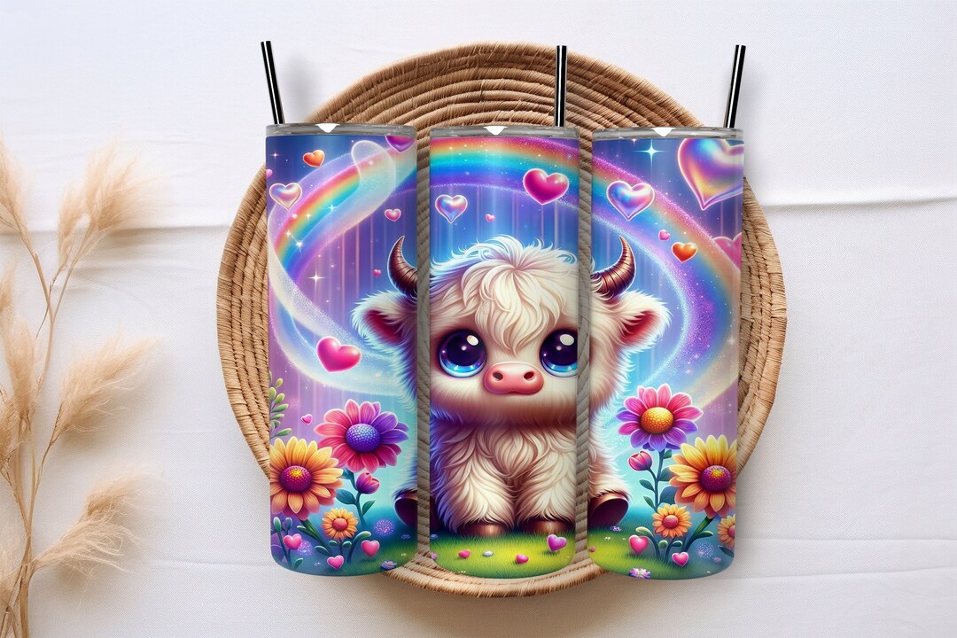 3D Baby Highland Cow Tumbler Wrap Cow 20 Oz Tumbler Sublimation Design ...
