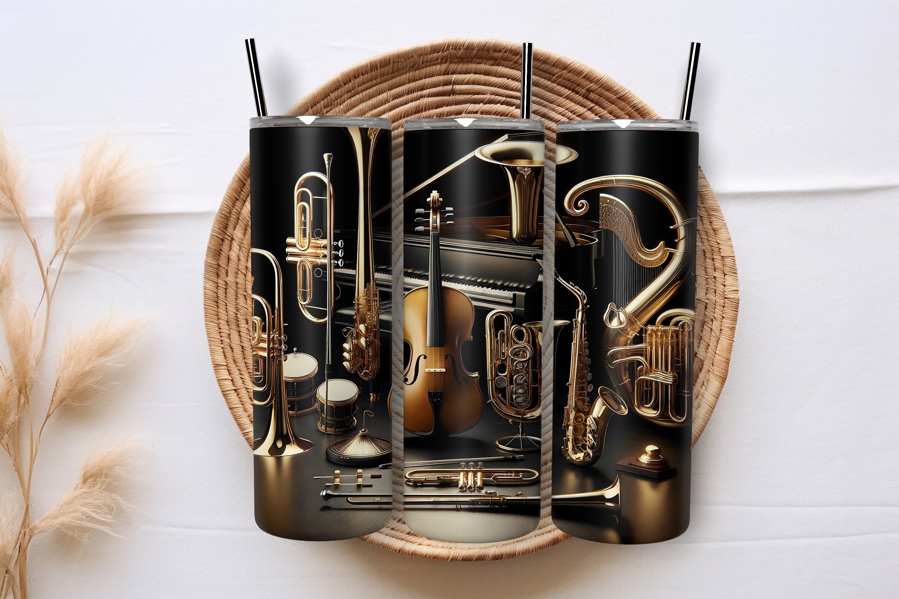 Musical Instruments Tumbler Wrap, Music Tumbler PNG, 20 Oz Sublimation ...