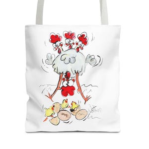 Whimsical Chicken Tote Bag, Farmhouse Style, Cute Animal Bag, Gift for Farmers, Everyday Use, Grocery Shopping, Easter Celebration