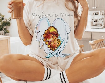 Personalized Hand-Painted Unisex Angel Mother Wings Graphic T-Shirt,  Custom T-Shirt with Kids&#39; Names-Mom Gift, Perfect Gift for Love