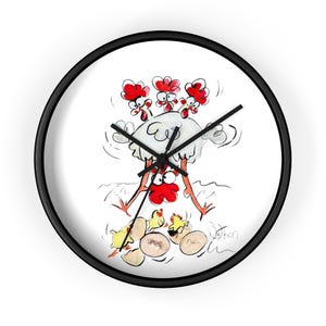 Funny Chicken Family Wall Clock, Quirky Animal Decor, Farmhouse Clock, Gift for Poultry Lovers, Kitchen Wall Art, Chicken Lover&#39;s Gift