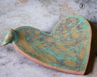 Handmade heart rustic ceramic spoon rest,jewelry dish,Unique trinket dish,Necklace Ring Storage,Bridesmaid Gift,Mother's Day Gift,Bird plate