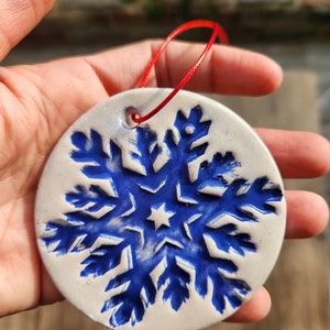 Handmade Ceramic Christmas Ornaments, Christmas Wedding, Gift Tags, Housewarming gift, Christmas Tree Decoration set of 5, Wall Decoration, image 6